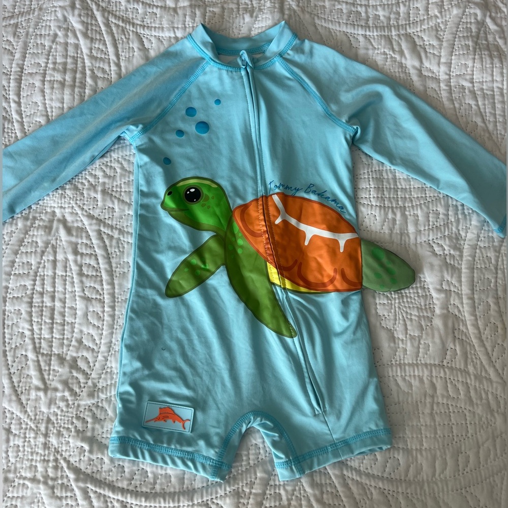 Tommy Bahama Kids Rashguard - Light Blue and Orange